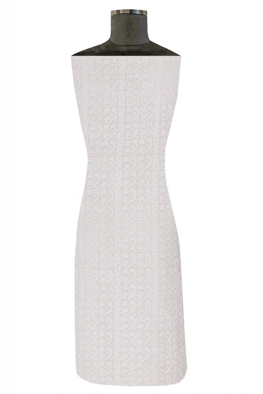 Ada Hand Embroidered White Pure Georgette Lucknowi Chikan Unstitched Kurta Dupatta Set A449761