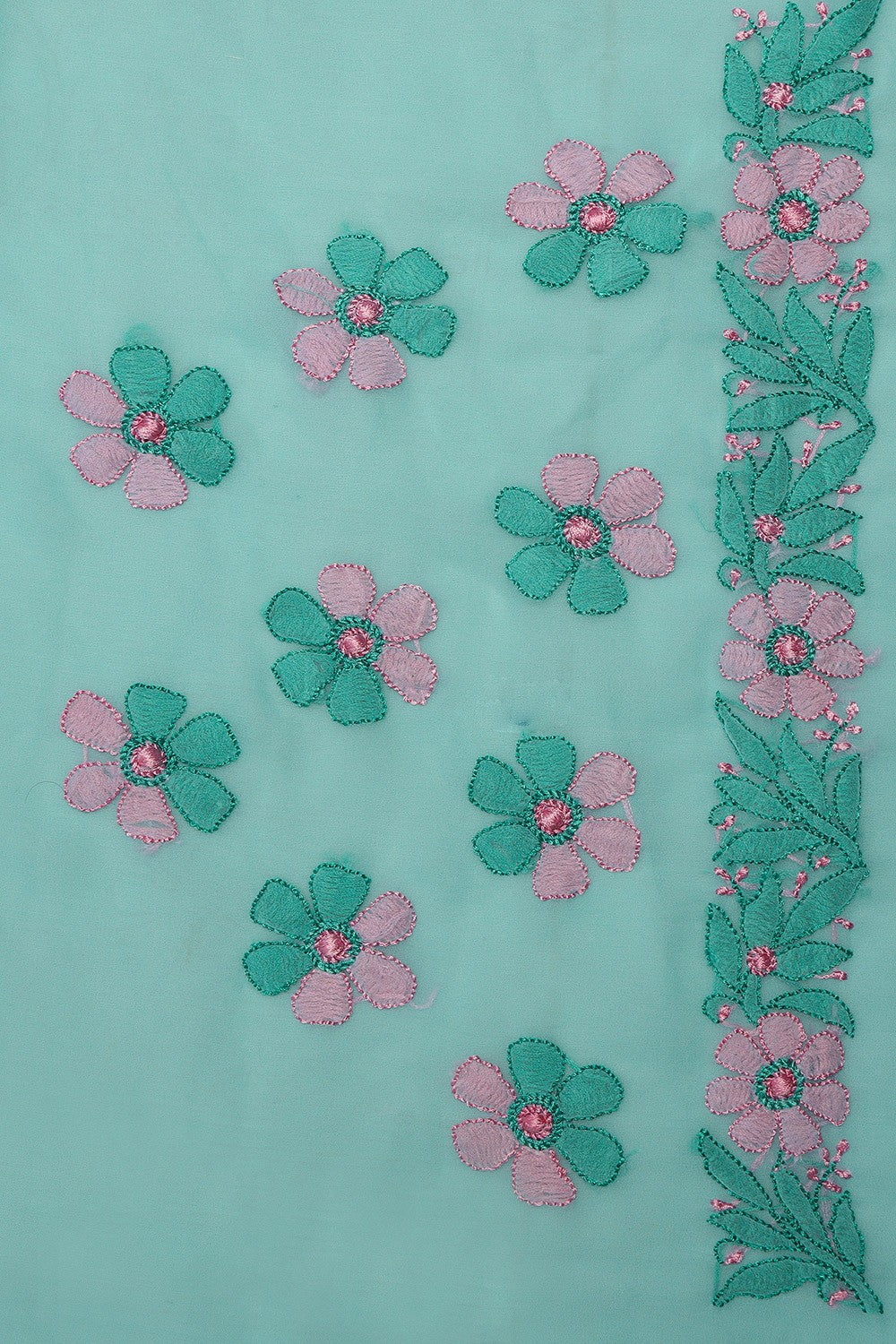 Ada Hand Embroidered Sea Green Georgette Lucknowi Chikankari Saree with Blouse A611776