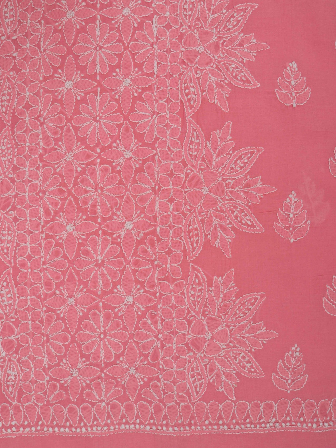 Ada Hand Embroidered Carrot Pink Cotton Lucknowi Chikankari Unstitched Suit Piece 01A204086