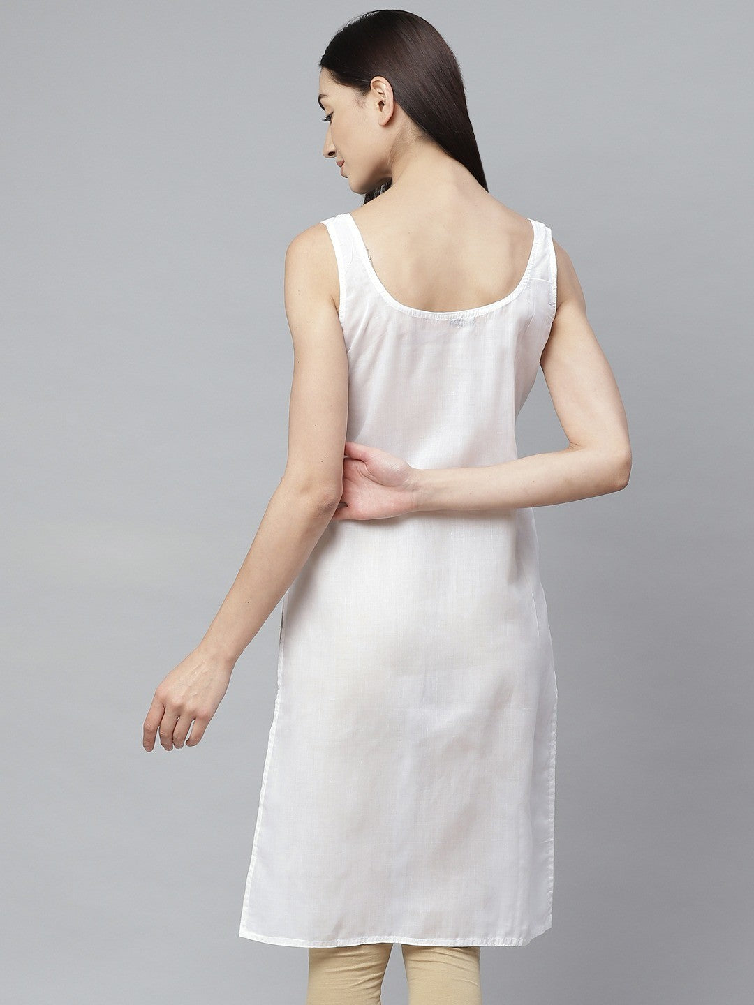 Ada White and Peach Cotton Long Slips Combo of 2  A294929.