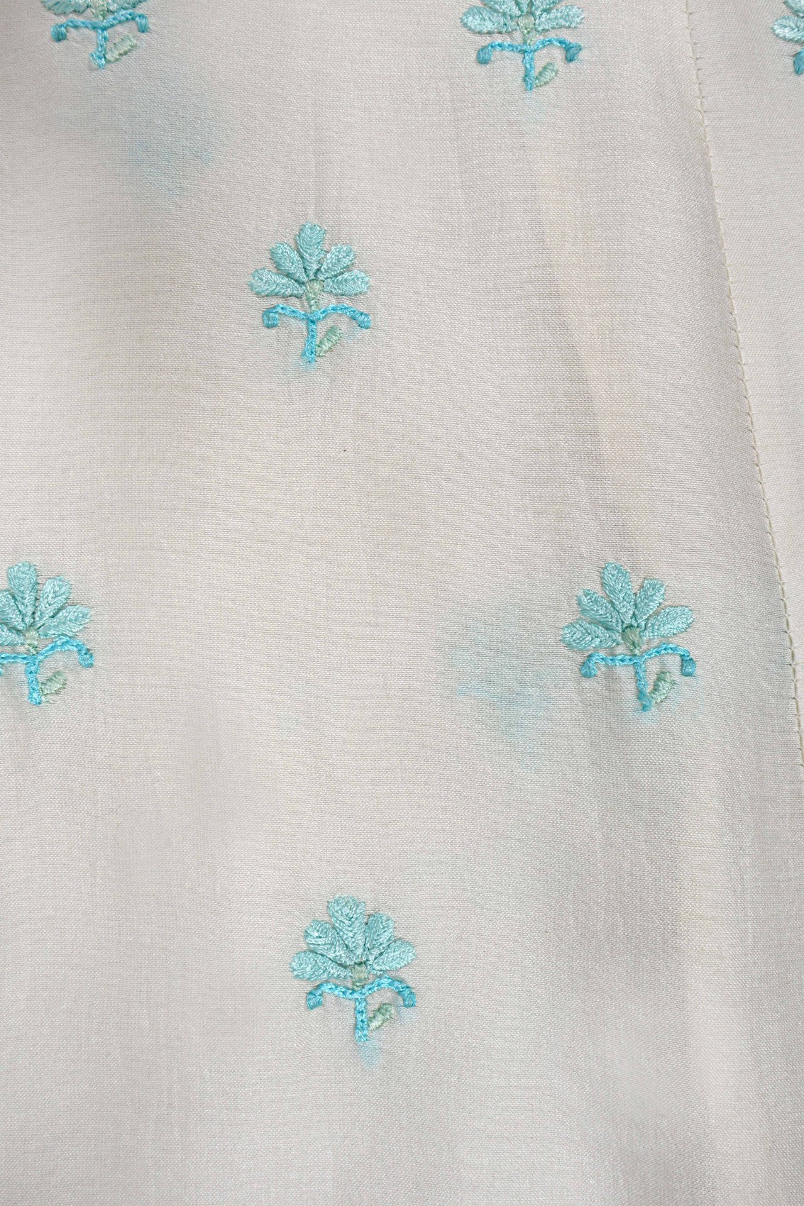 Ada Hand Embroidered Off White Silk Lucknowi Chikankari Semi-Stitched Anarkali Kurta Piece A422554