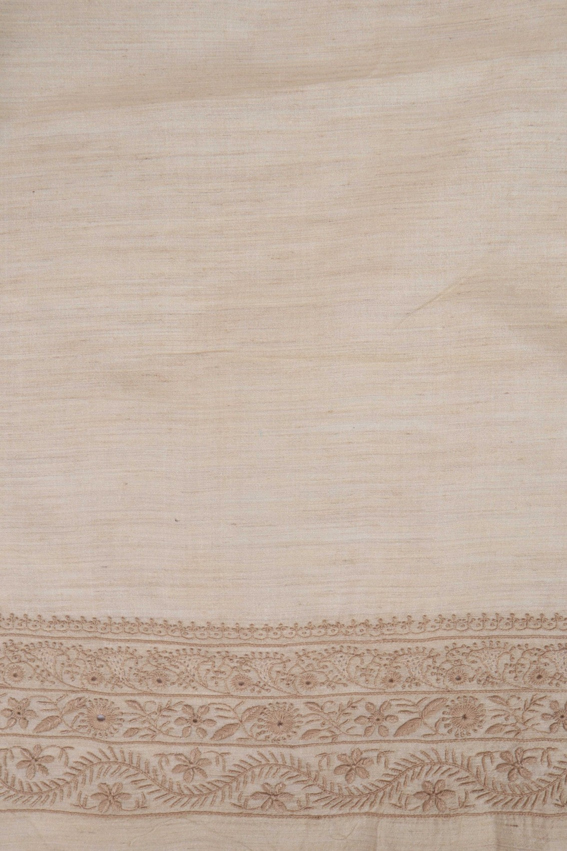 Ada Hand Embroidered Natural Fawn Silk Lucknowi Chikankari Men's Kurta Piece 01A215562