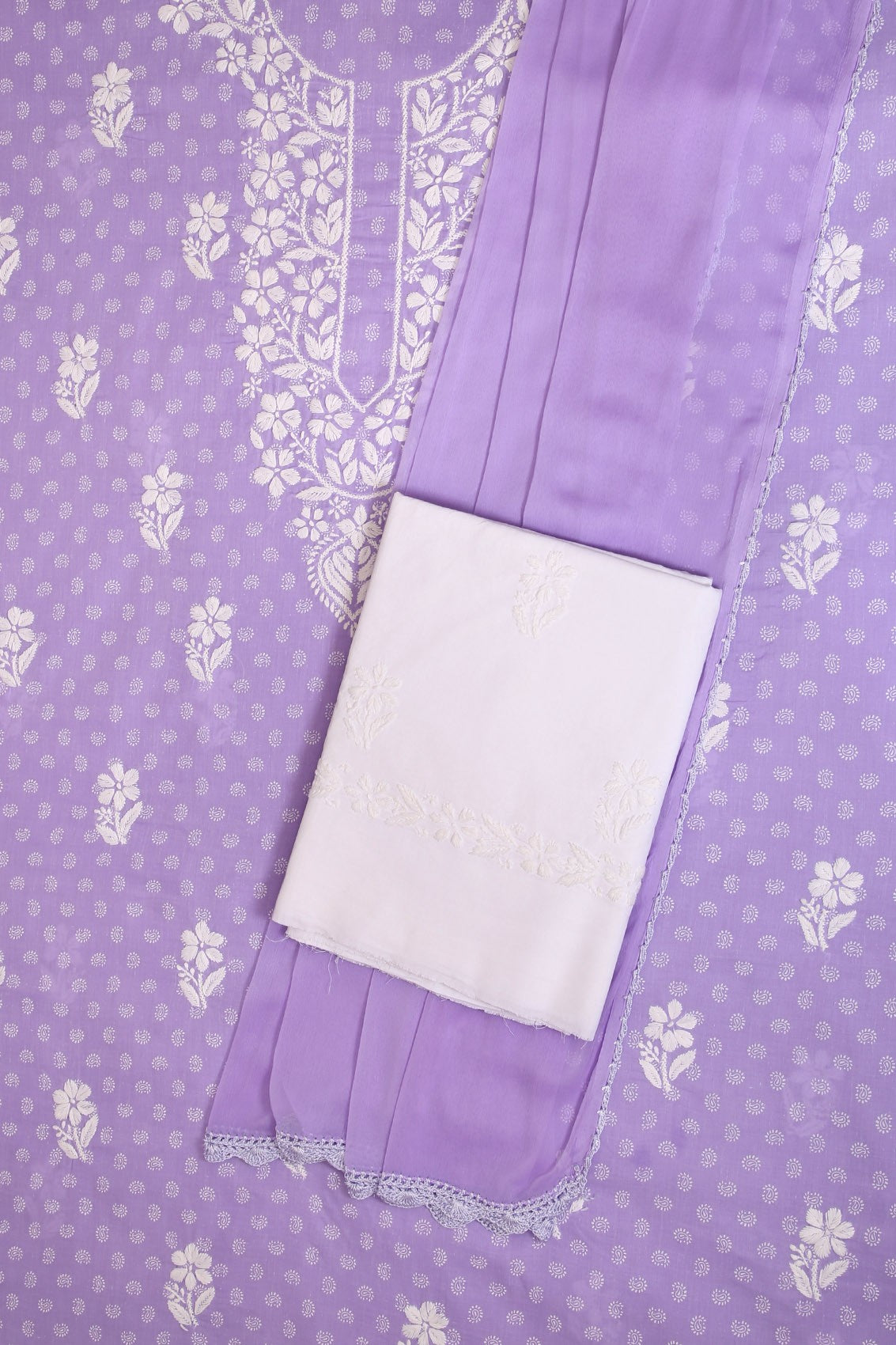 Ada Hand Embroidered Mauve Cotton Lucknowi Chikankari Unstitched Suit Piece A211232