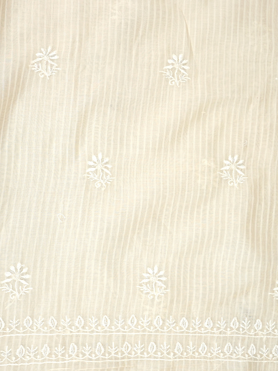 Ada Hand Embroidered Off-White Chanderi Lucknowi Chikankari Unstitched Kurta Dupatta Set With Pearl Work 01A973910