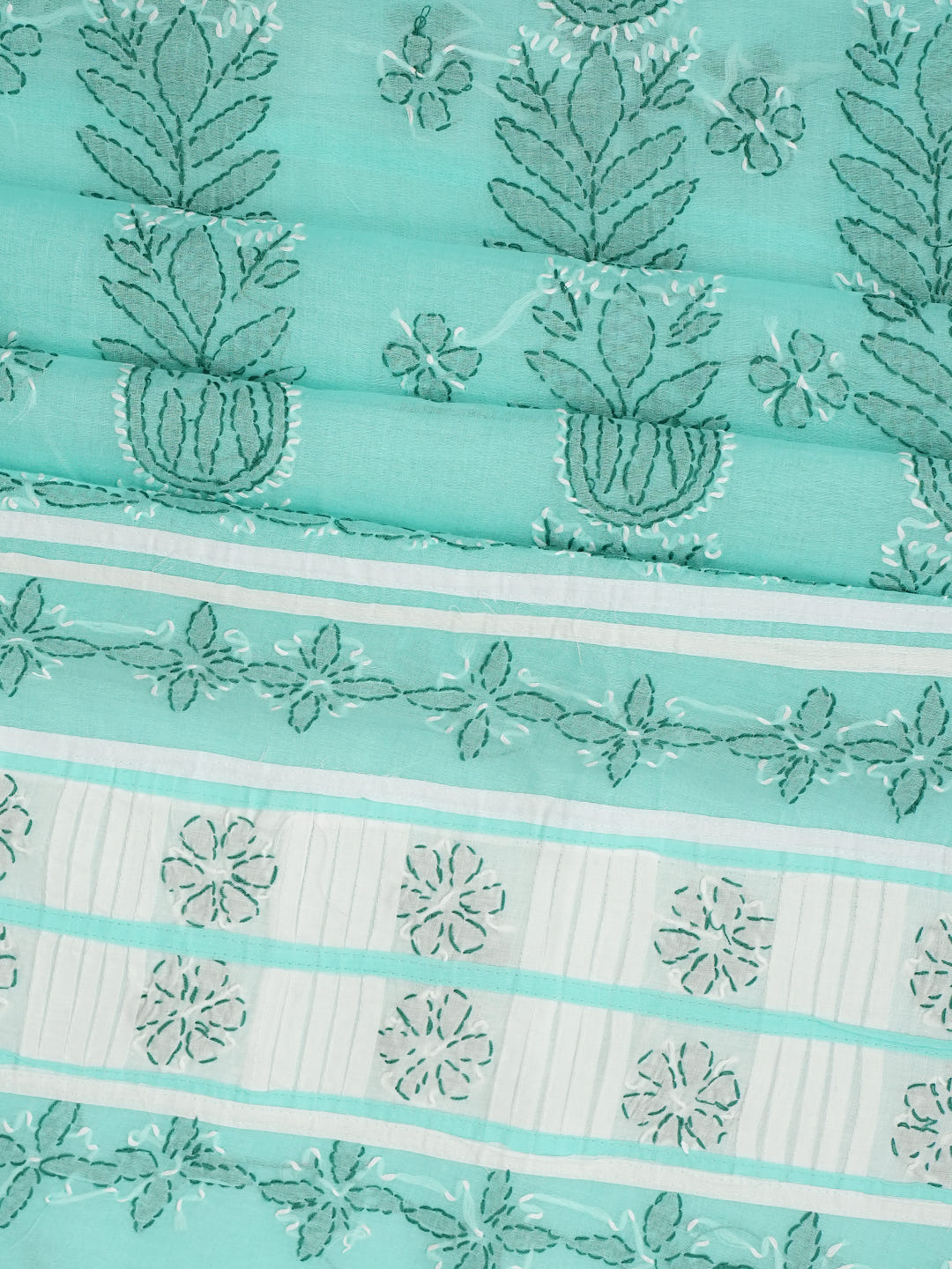 Ada Hand Embroidered Sea Green Cotton Lucknowi Chikankari Unstitched Suit Piece With Chiffon Dupatta 01A935700_6