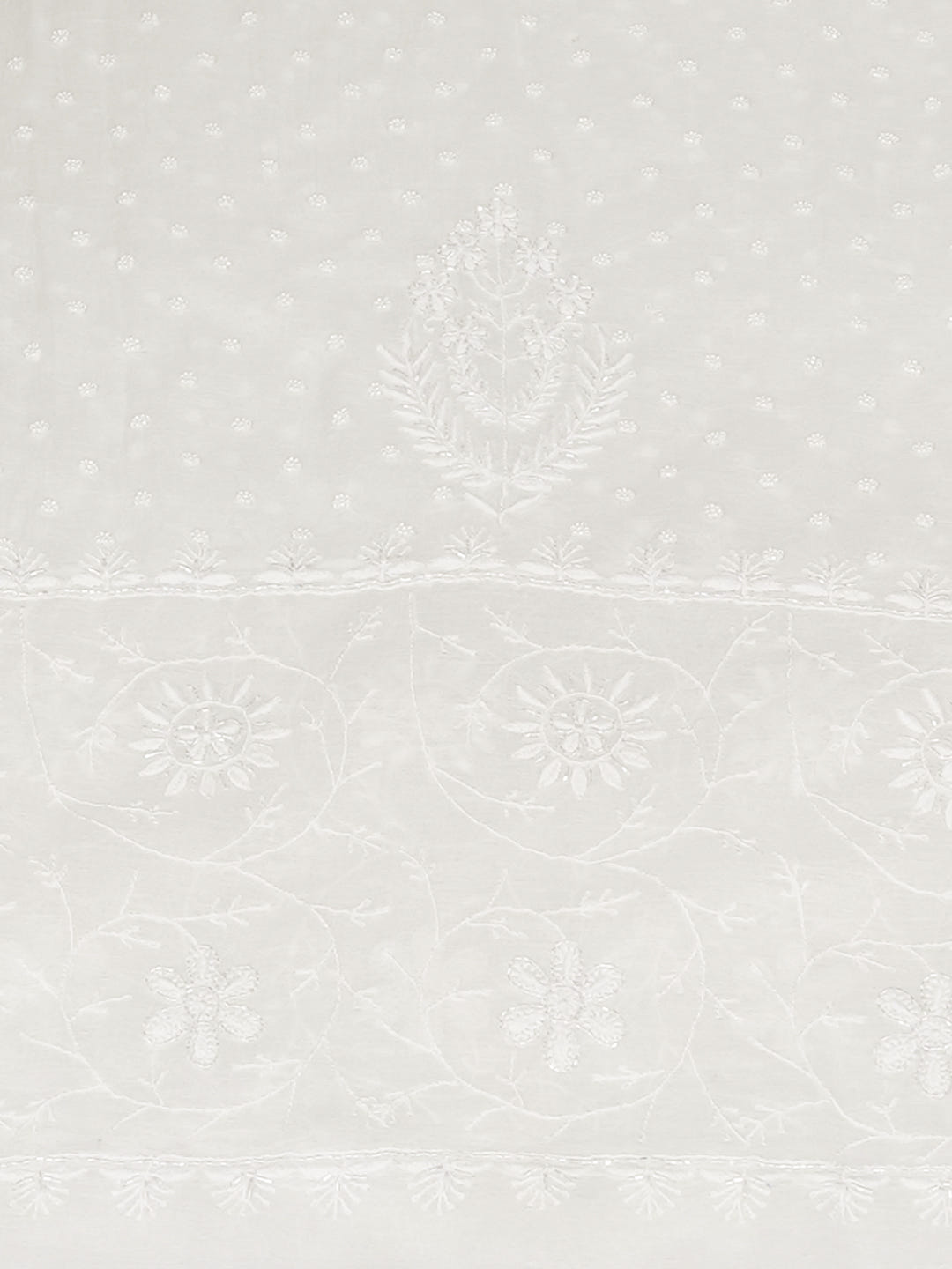 Ada Hand Embroidered White Chanderi Lucknowi Chikankari Unstitched Kurta Dupatta Set With Pearl & Cutdana Work 01A977152