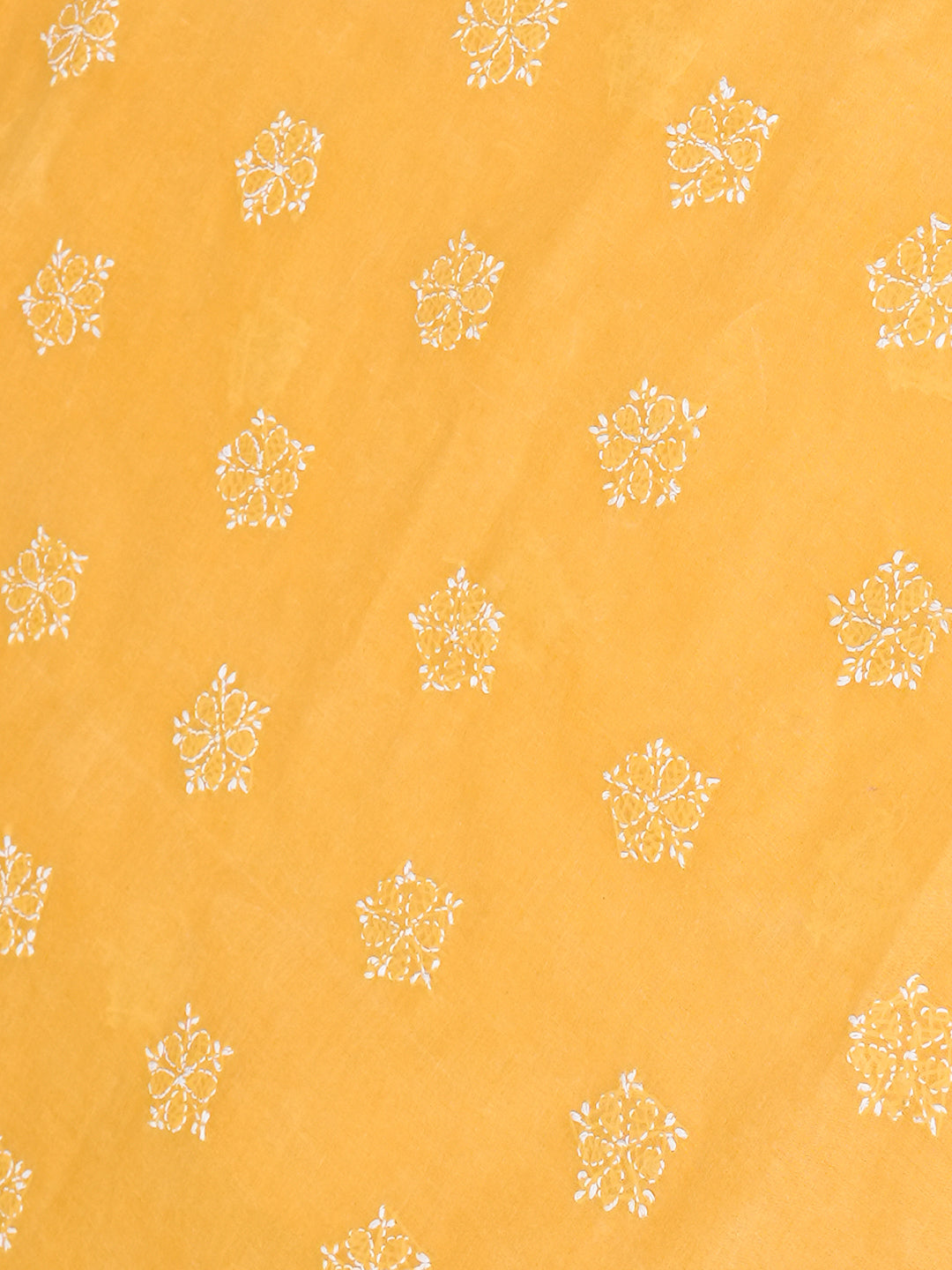 Ada Hand Embroidered Mustard Cotton Lucknowi Chikankari Unstitched Suit Piece With Chiffon Dupatta A211368