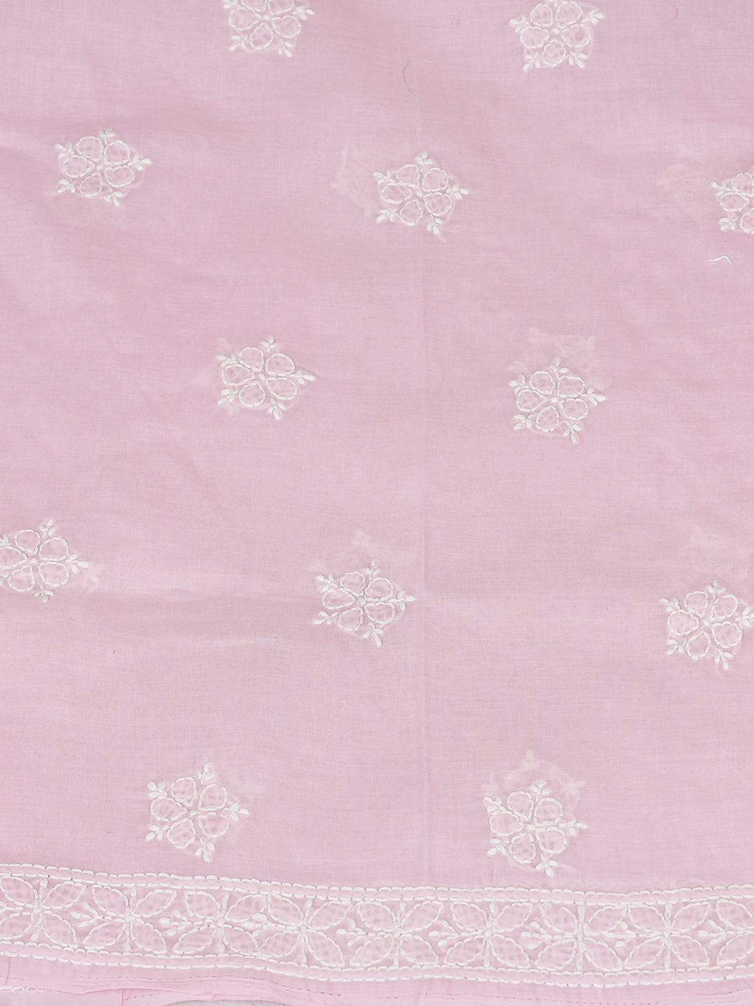 Ada Hand Embroidered Pink Cotton Lucknowi Chikankari Unstitched Suit Piece With Chiffon Dupatta A211369
