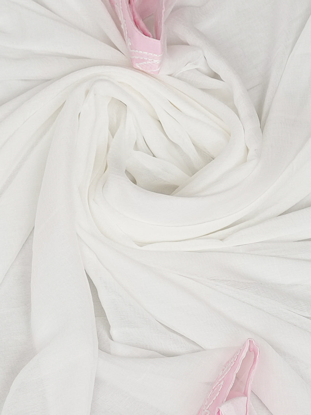 Ada Hand Embroidered Pink Cotton Lucknowi Chikankari Unstitched Suit Piece With Chiffon Dupatta A211369
