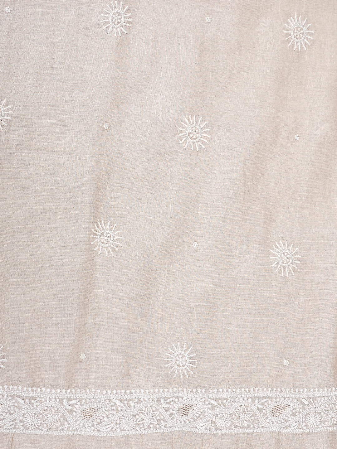 Ada Hand Embroidered Fawn Tissue Lucknowi Chikankari Unstitched Kurta With Cutdana Work 01A1000645