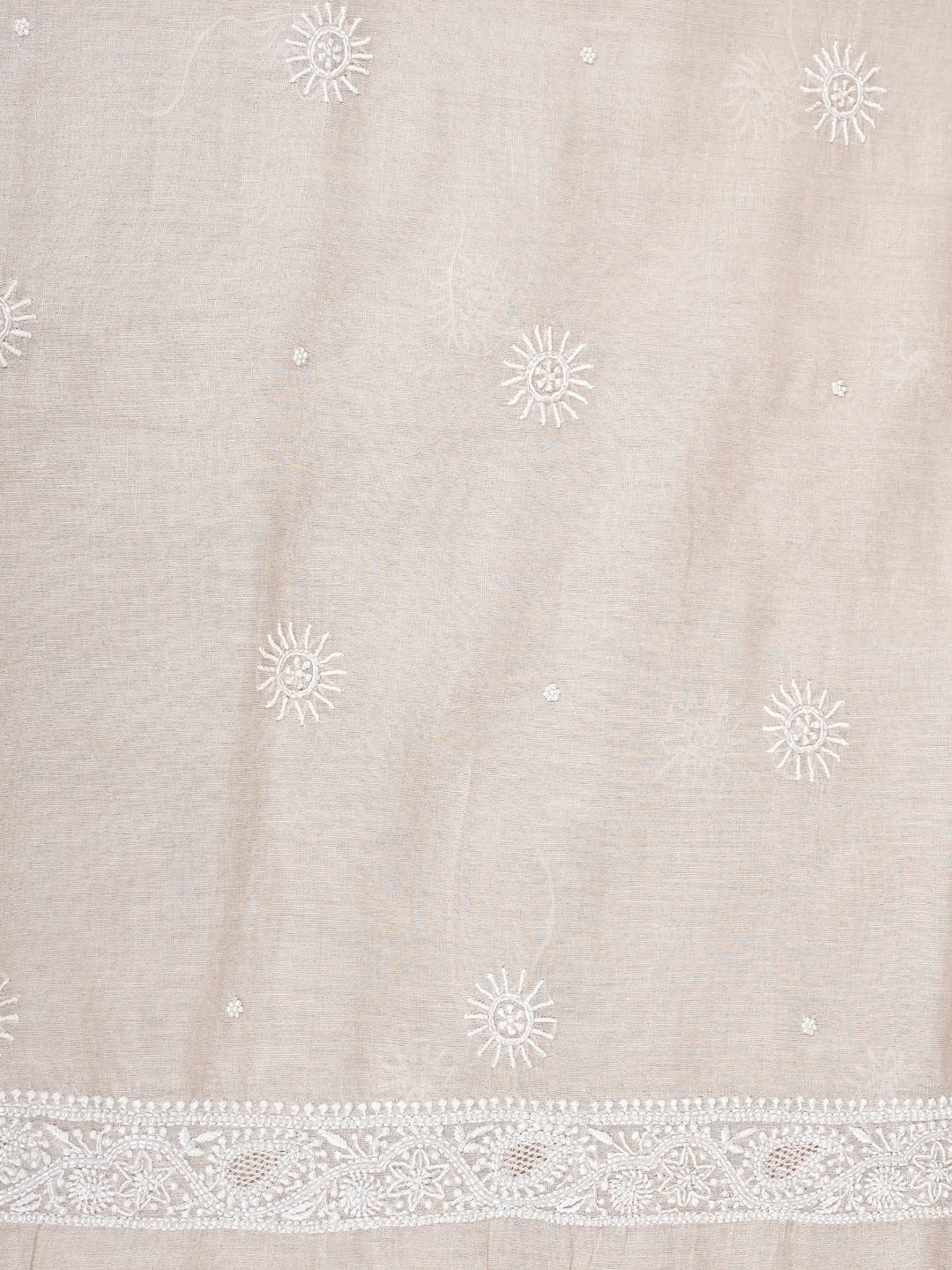 Ada Hand Embroidered Fawn Tissue Lucknowi Chikankari Unstitched Kurta With Cutdana Work 01A1000645