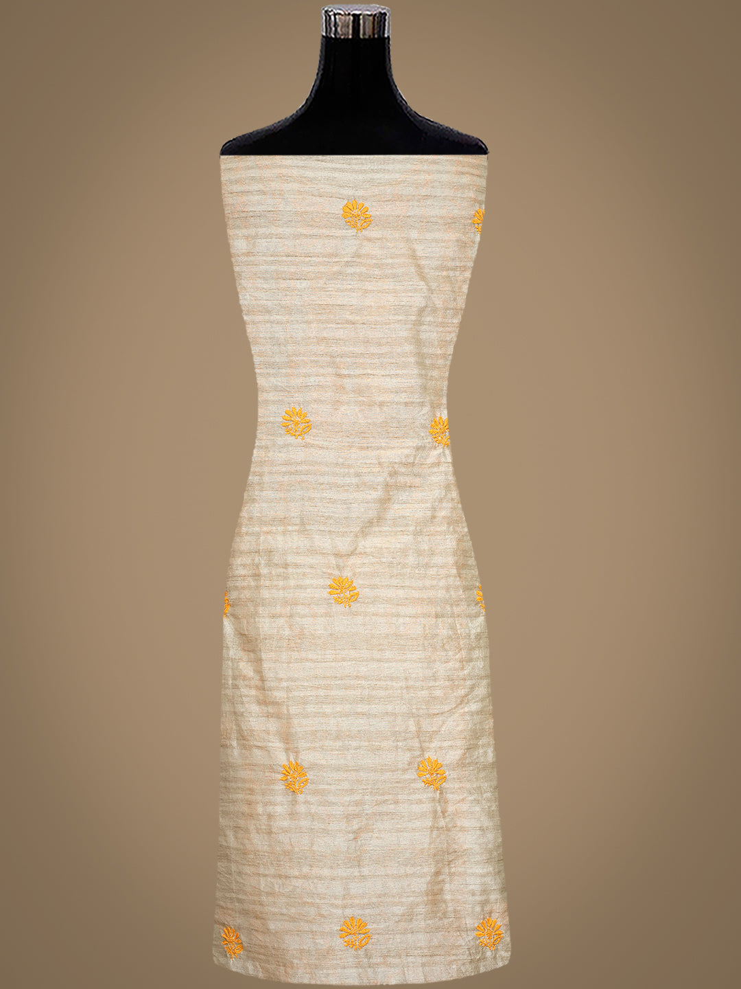 Ada Hand Embroidered Fawn Silk Lucknowi Chikankari Unstitched Kurta Dupatta Set 01A958724