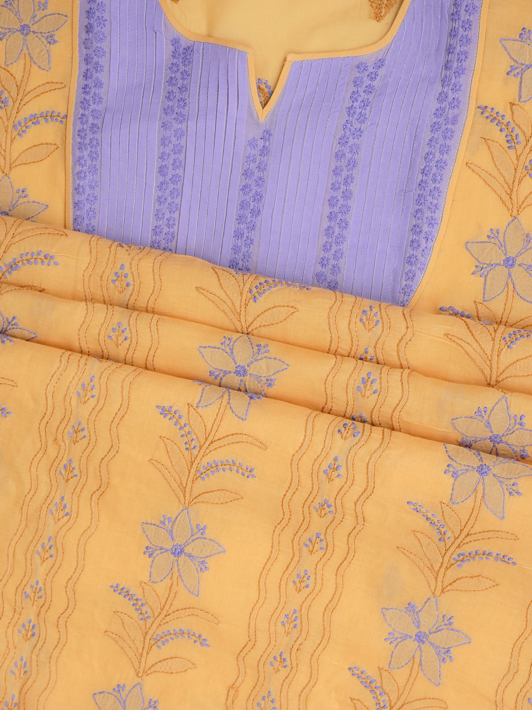 Ada Hand Embroidered Fawn Cotton Lucknowi Chikankari Unstitched Suit Piece 01A981443