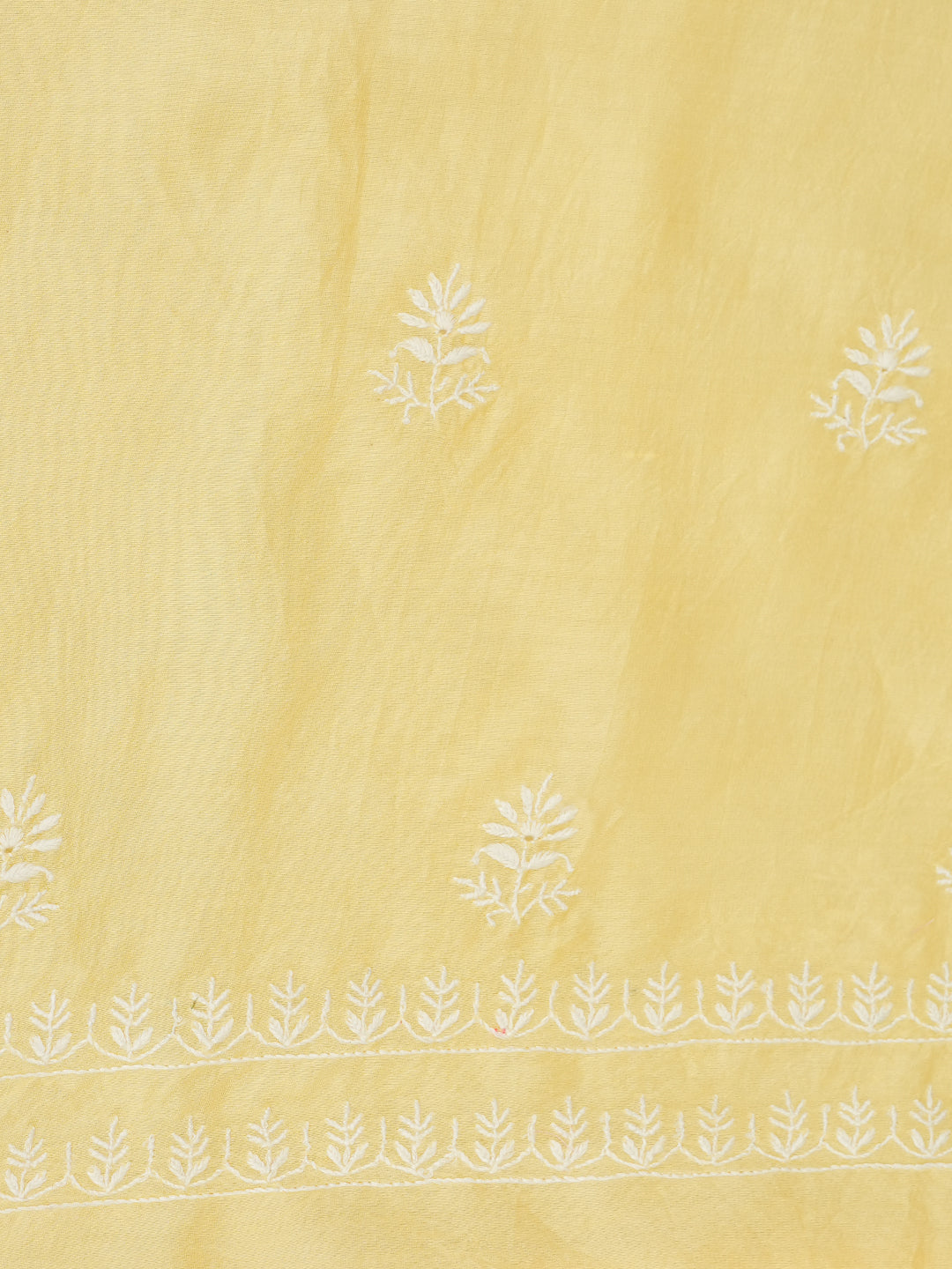 Ada Hand Embroidered Dark Cream Chanderi Lucknowi Chikankari Unstitched Kurta Dupatta Set 01A972686
