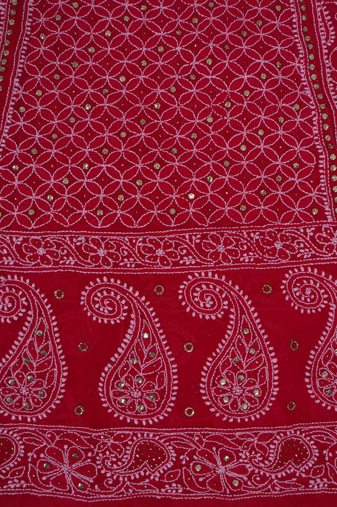 Ada Hand Embroidered Magenta Pure Georgette Lucknowi Chikankari Lehenga Skirt (only skirt) With Muqaish Work 01A149902