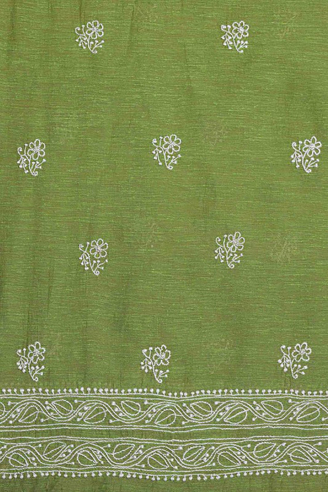 Ada Hand Embroidered Green Khadi Lucknowi Chikankari Unstitched Suit Piece A512713