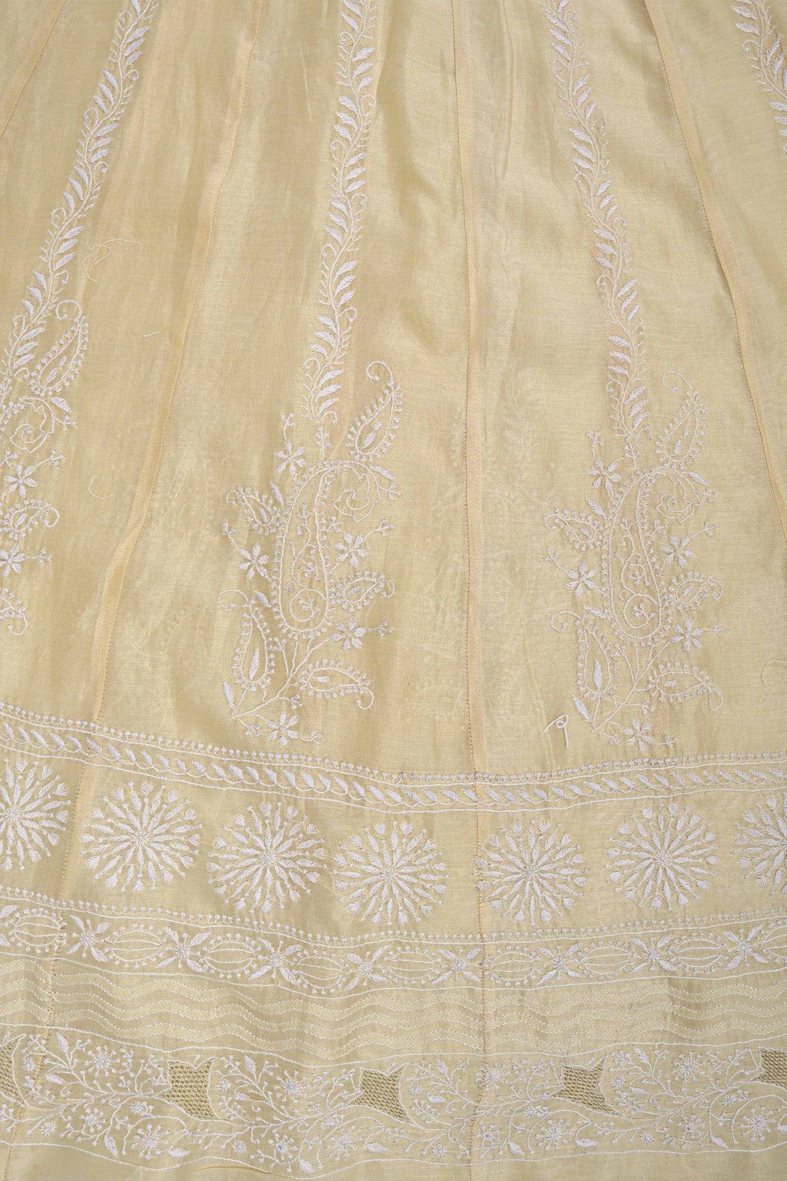 Ada Hand Embroidered Fawn Chanderi Lucknowi Chikankari Semi-Stitched Anarkali Kurta Dupatta Set 01A205808