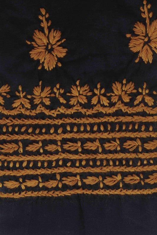 Ada Hand Embroidered Black Cotton Lucknowi Chikankari Kurta with Trouser Set A100553
