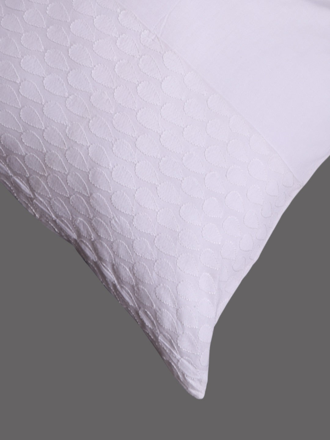 Ada Hand Embroidered White Cotton Lucknow Chikankari Cushion Cover Set Of 5 -A422675