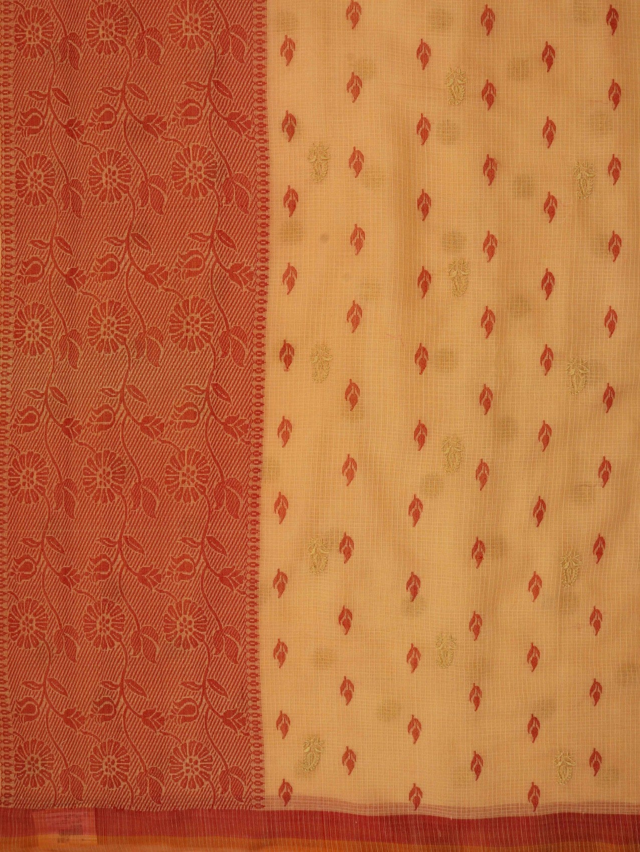 Ada Hand Embroidered Sandstone Orange Kota Lucknowi Chikankari Saree with Blouse A555452