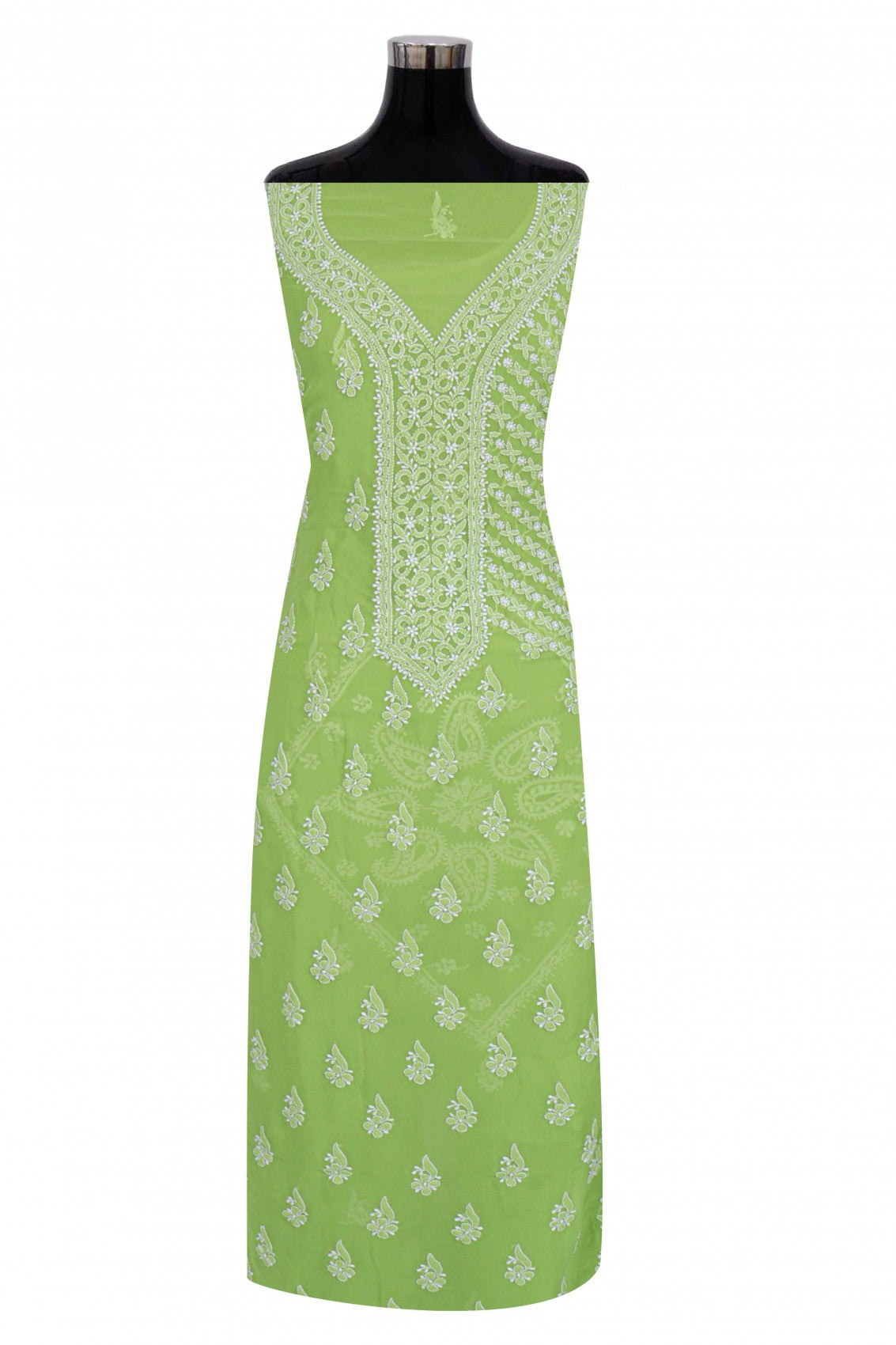 Ada Hand Embroidered Parrot Green Georgette Lucknowi Chikankari Unstitched Suit Piece A615327