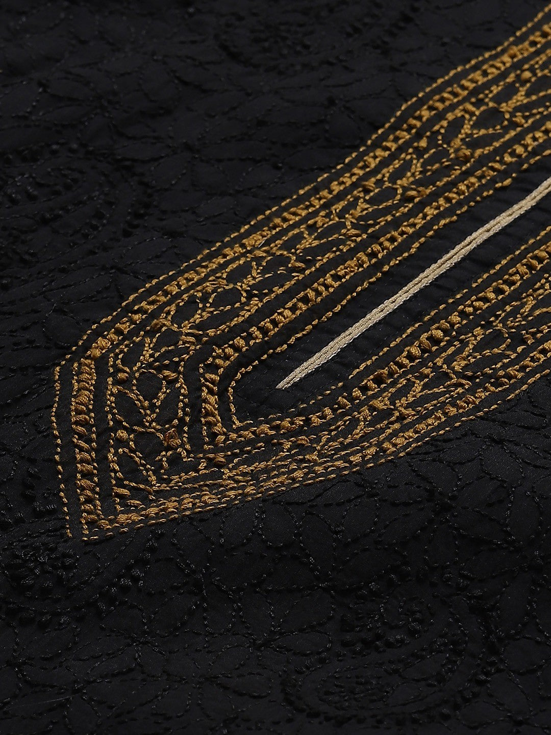 Ada Hand Embroidered Black Cotton Lucknow Chikankari Straight Kurta A411133