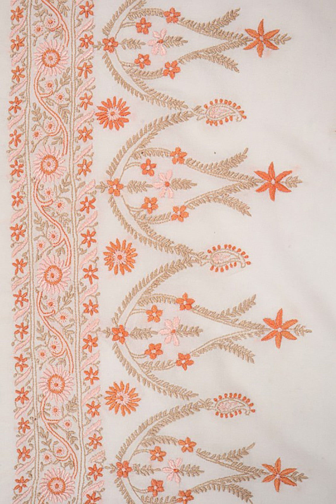 Ada Hand Embroidered Cream Woolen Lucknowi Chikankari Stole 01A80248