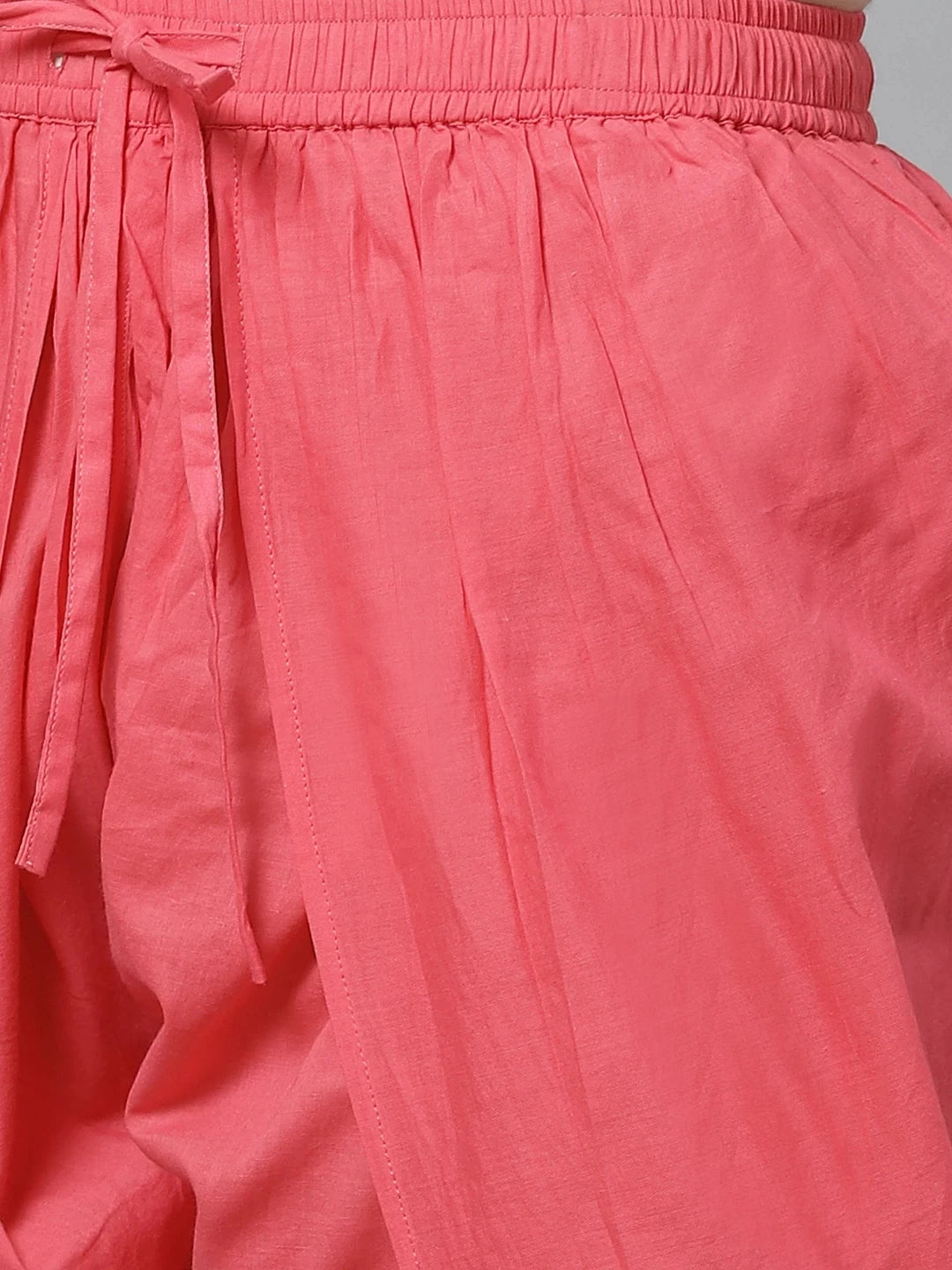 Ada Hand Embroidered Pink Cotton Lucknowi Chikankari Kurta with Dhoti Set A100323