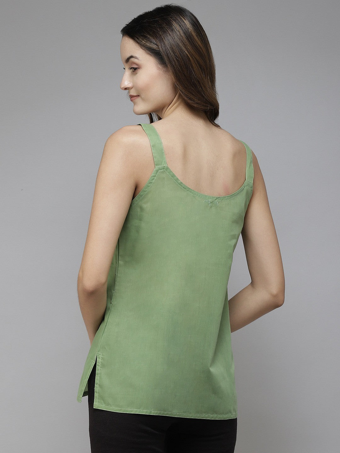 Ada White & Dark Green Cotton Short Slips Combo of 2 A111175.