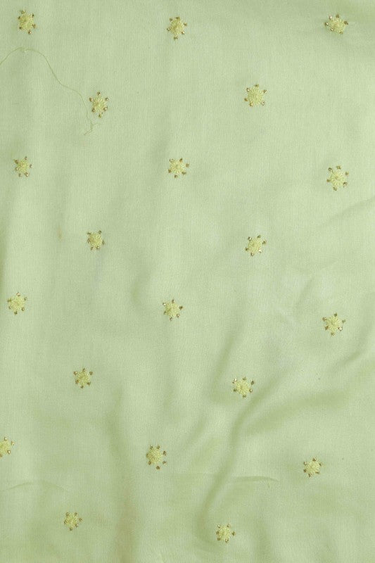 Ada Hand Embroidered Lime Green Chanderi Lucknowi Chikankari Semi-Stitched Anarkali Kurta Piece With Muqaish Work A571940