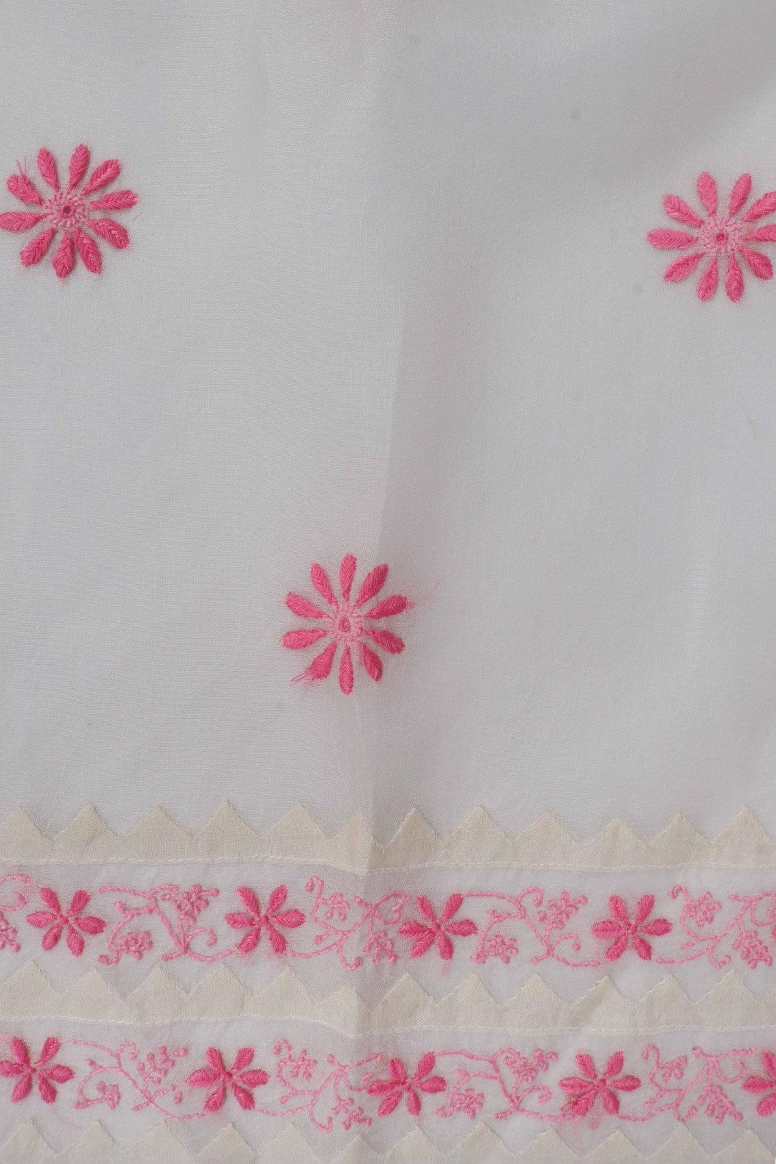 Ada Hand Embroidered Cream Organza Lucknowi Chikankari Unstitched Kurta Dupatta Set 01A264423