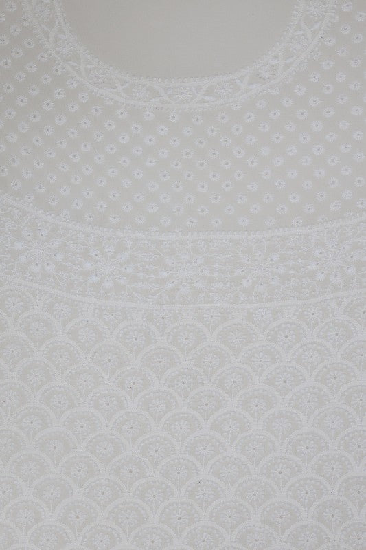 Ada Hand Embroidered White Pure Georgette Lucknowi Chikankari Lehenga Set A623411
