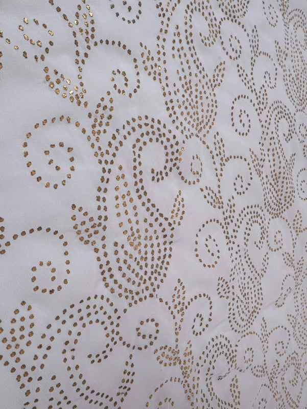 Ada Hand Embroidered White Georgette Lucknowi Chikankari Unstitched Kurta Dupatta Set With Muqaish Work A298860