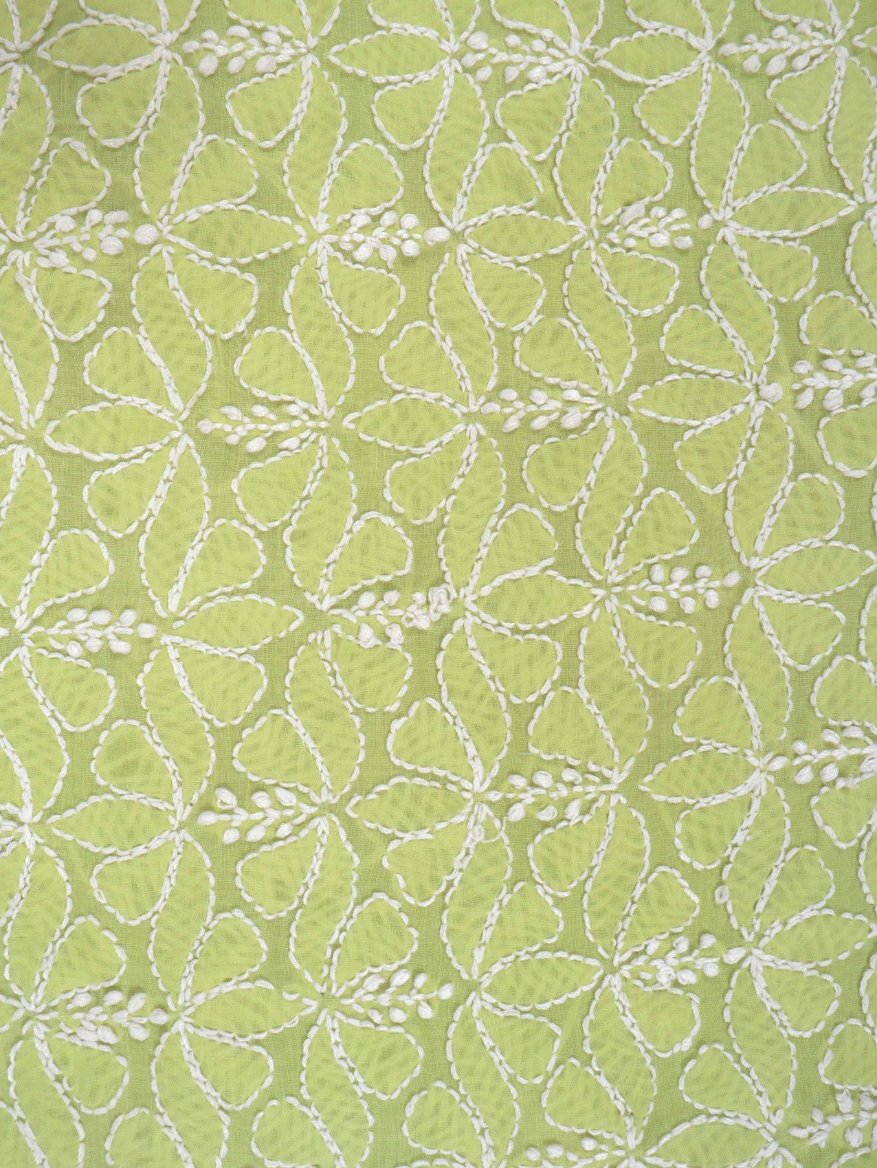 Ada Hand Embroidered Sheen Green Cotton Lucknowi Chikankari Unstitched Suit Piece 01A197623