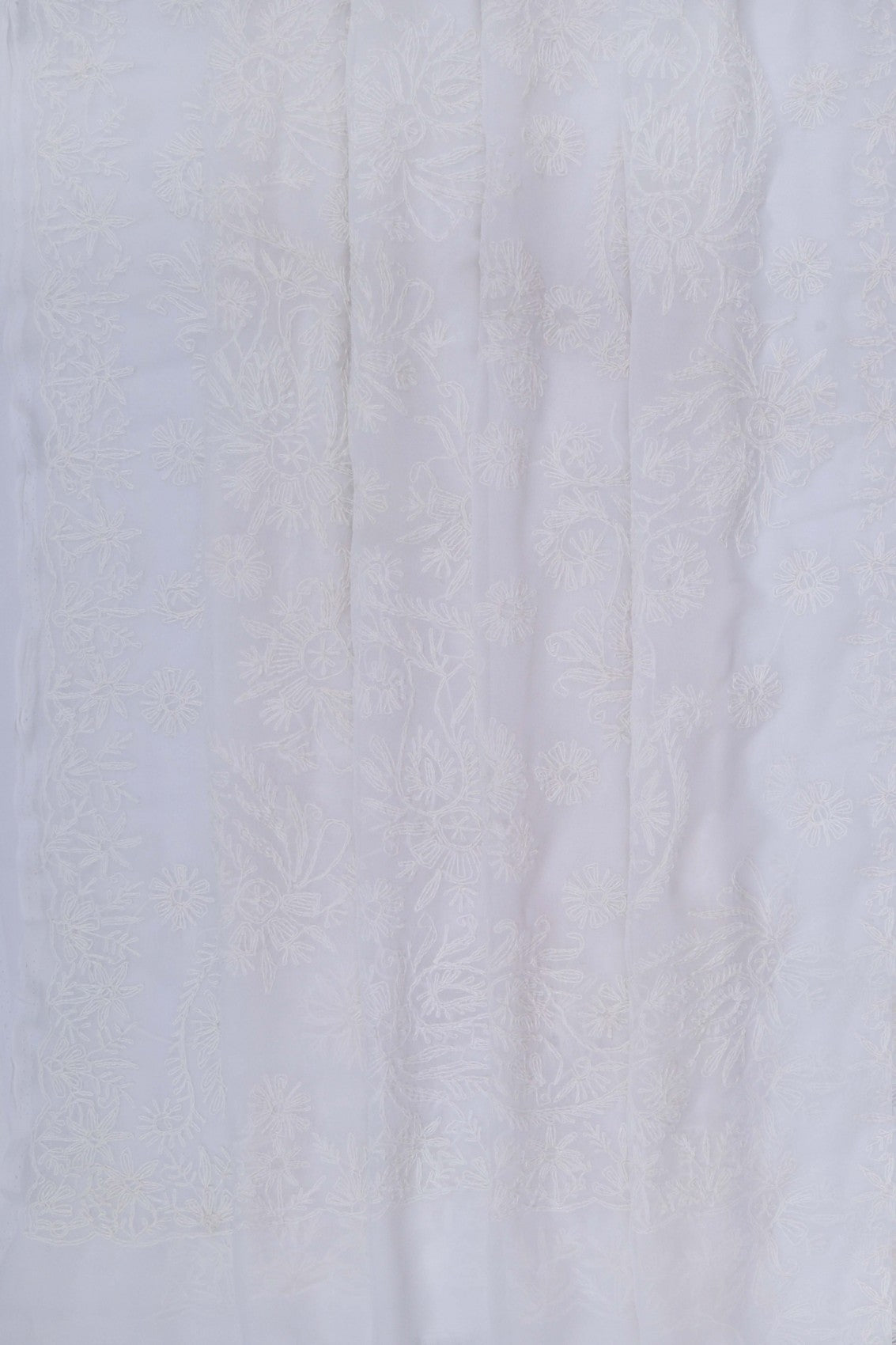 Ada Hand Embroidered White Georgette Lucknowi Chikankari Saree With Blouse A119578