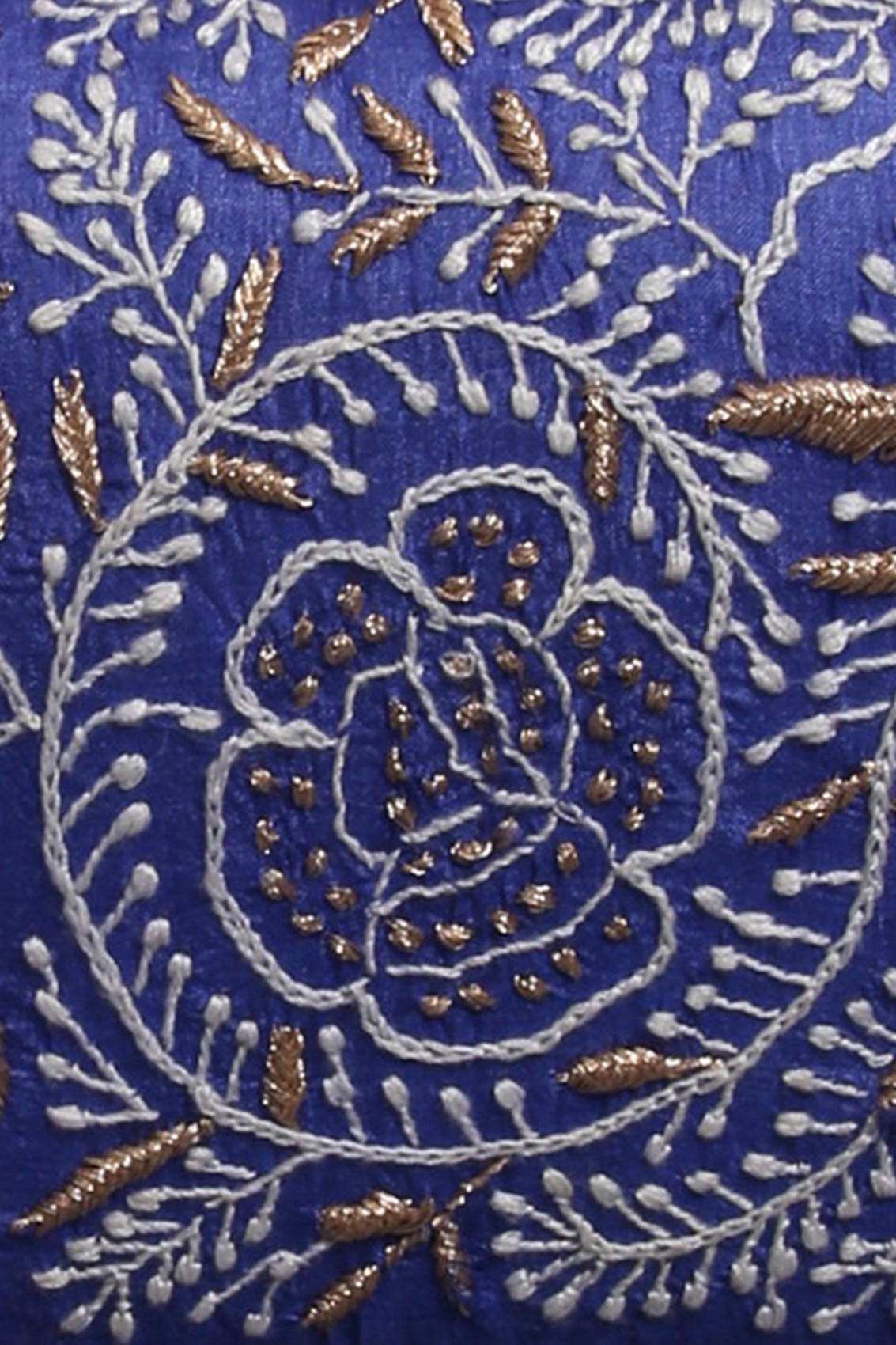 Ada Hand Embroidered Royal Blue Silk Lucknowi Chikankari Clutch With Zari Work 01A298174
