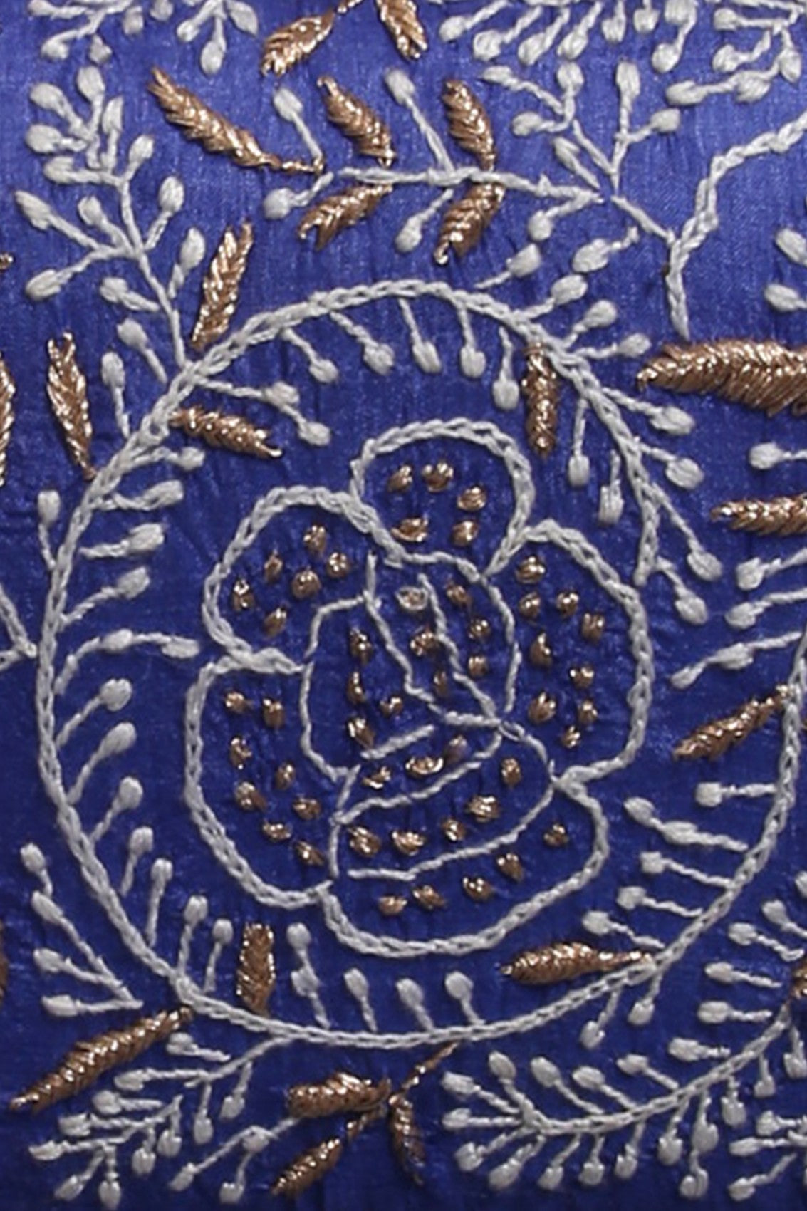 Ada Hand Embroidered Royal Blue Silk Lucknowi Chikankari Clutch With Zari Work 01A298174