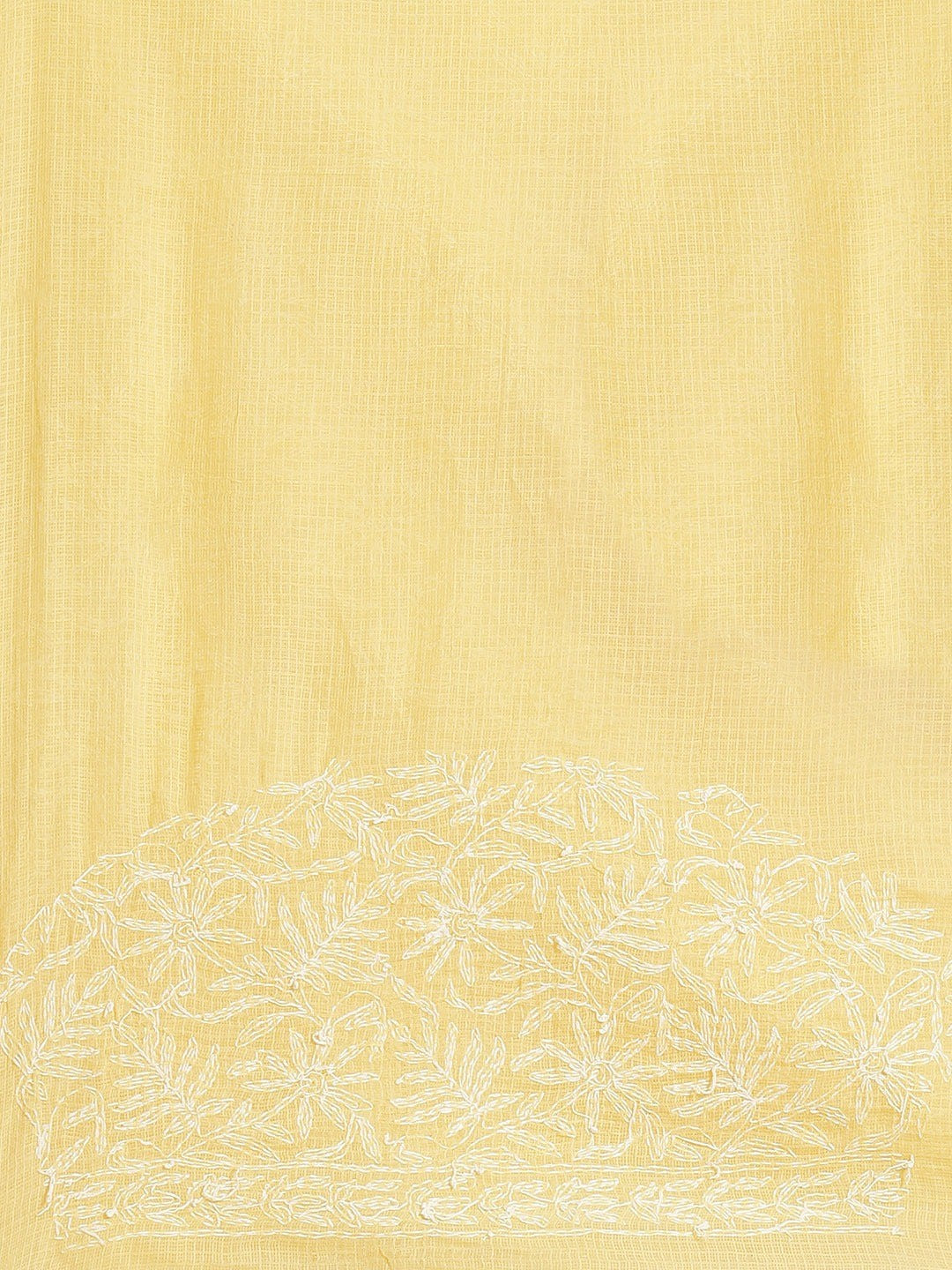 Ada Hand Embroidered Yellow Kota Lucknow Chikan Saree With Blouse- A311228