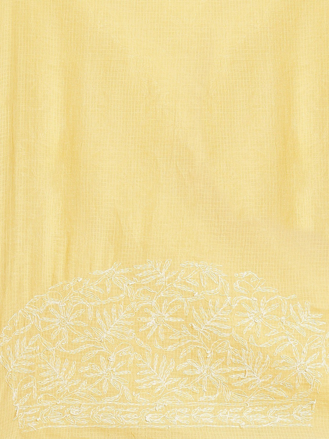 Ada Hand Embroidered Yellow Kota Lucknow Chikan Saree With Blouse- A311228