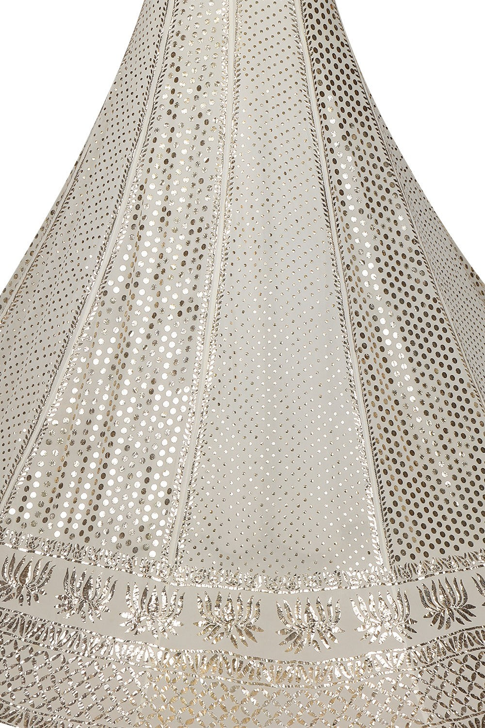Ada Hand Embroidered White Pure Georgette Lucknowi Chikankari Lehenga Set With Muqaish Work A610115