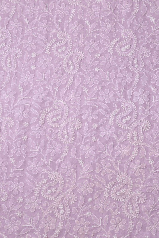 Ada Hand Embroidered Mauve Pure Georgette Lucknowi Chikankari Dupatta A599257