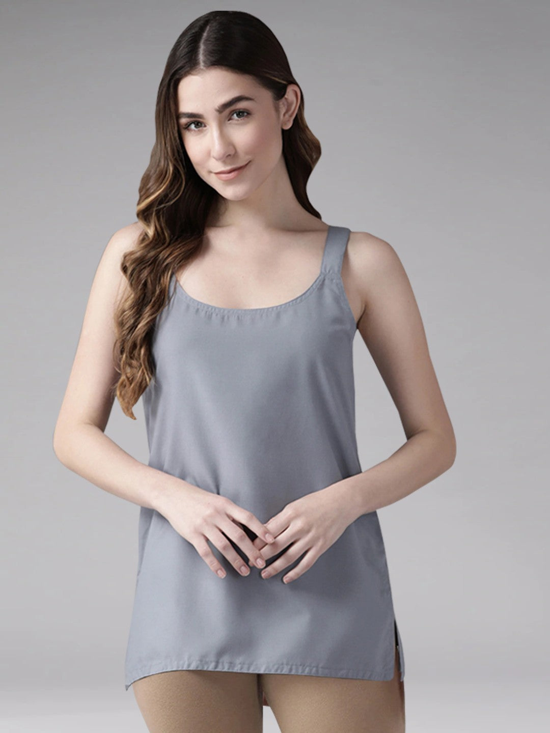 Ada Grey and Black Cotton Short Slips Combo of 2  A316372.