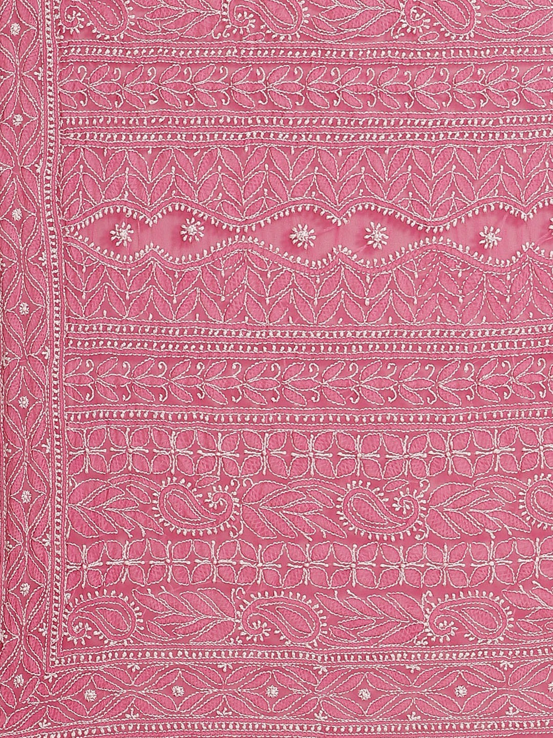 Ada Hand Embroidered Magenta Georgette Lucknow Chikan Saree with Blouse A311307