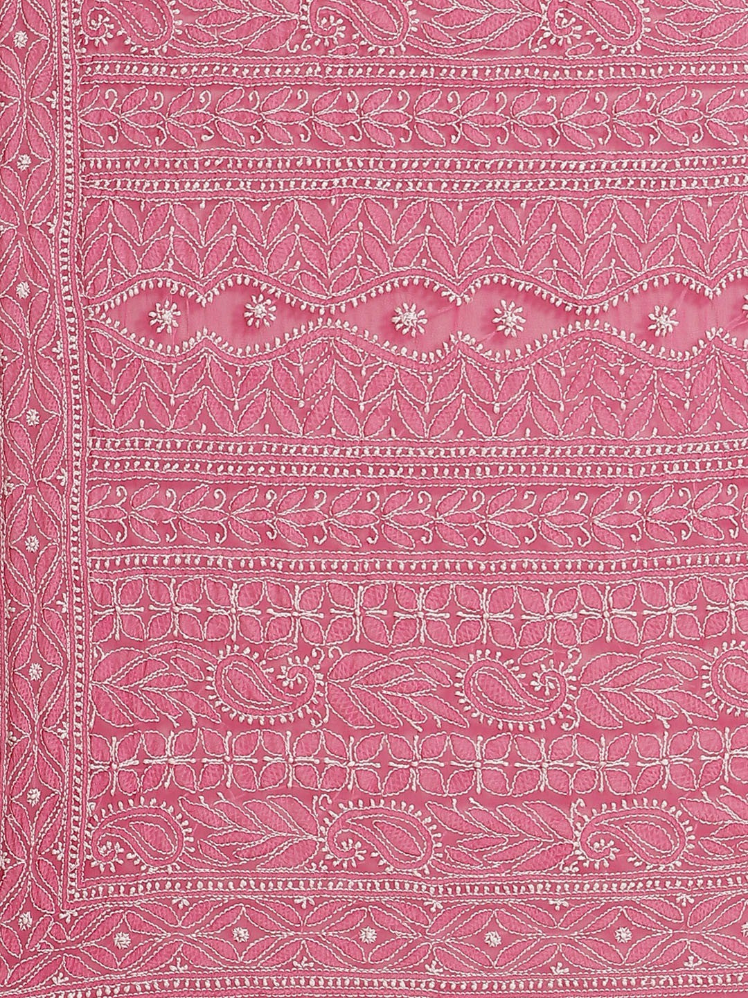Ada Hand Embroidered Magenta Georgette Lucknow Chikan Saree with Blouse A311307