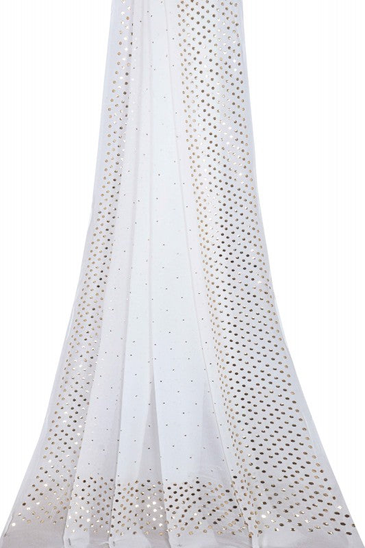 Ada Hand Embroidered White Georgette Lucknowi Chikankari Dupatta with Muqaish Work A589428