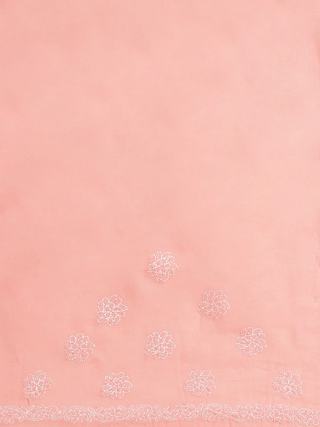 Ada Hand Embroidered Peach Cotton Lucknow Chikan Saree With Blouse- A311146