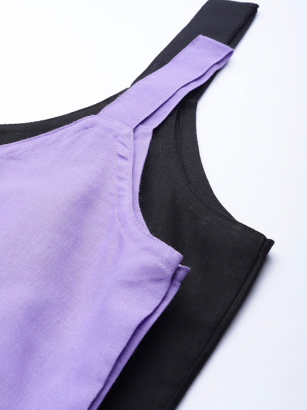 Ada Mauve and Black Cotton Short Slips Combo of 2  A31347.2
