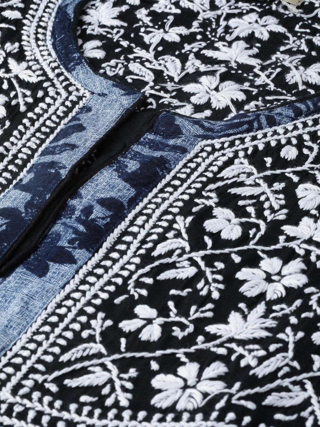 Ada Hand Embroidered Blue Cotton Lucknowi Chikankari Straight  Kurta A100460