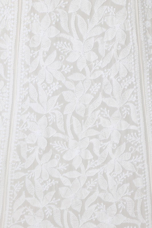 Ada Hand Embroidered White Pure Georgette Lucknowi Chikankari Lehenga Set– A623666