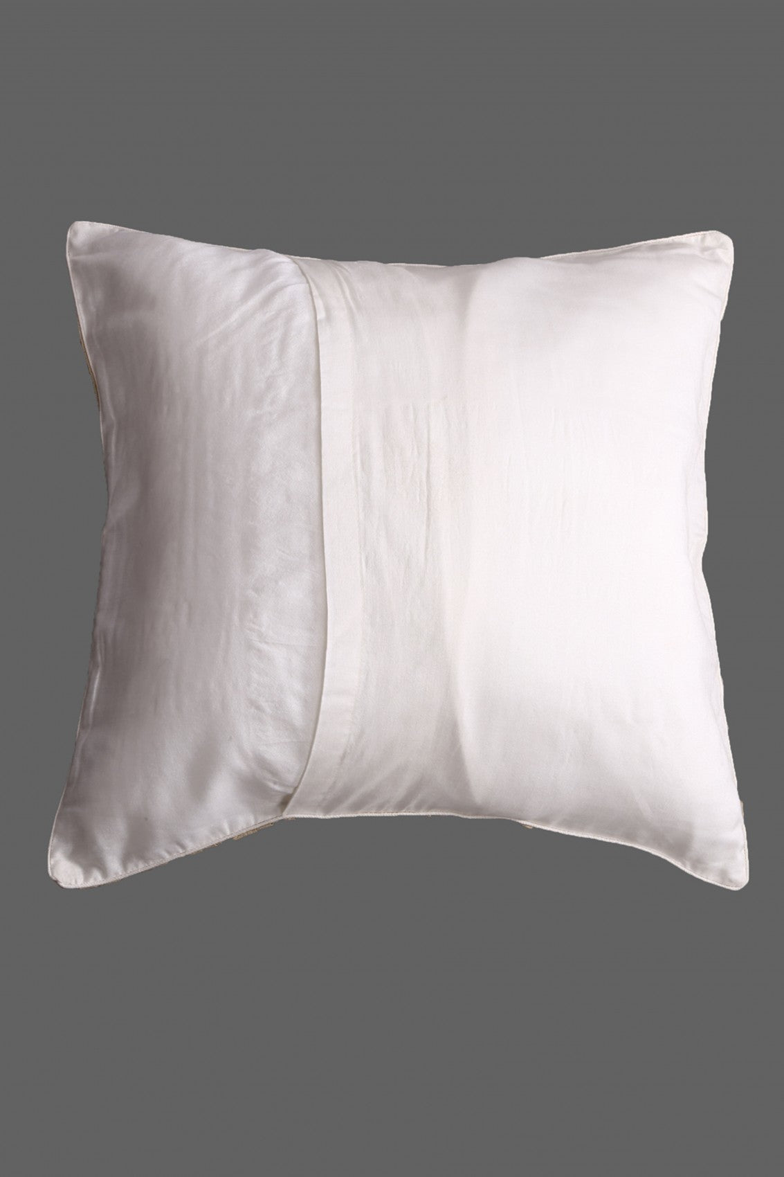 Ada Hand Embroidered Fawn Cotton Lucknowi Chikankari Cushion Cover With Gota Patti Work A563349